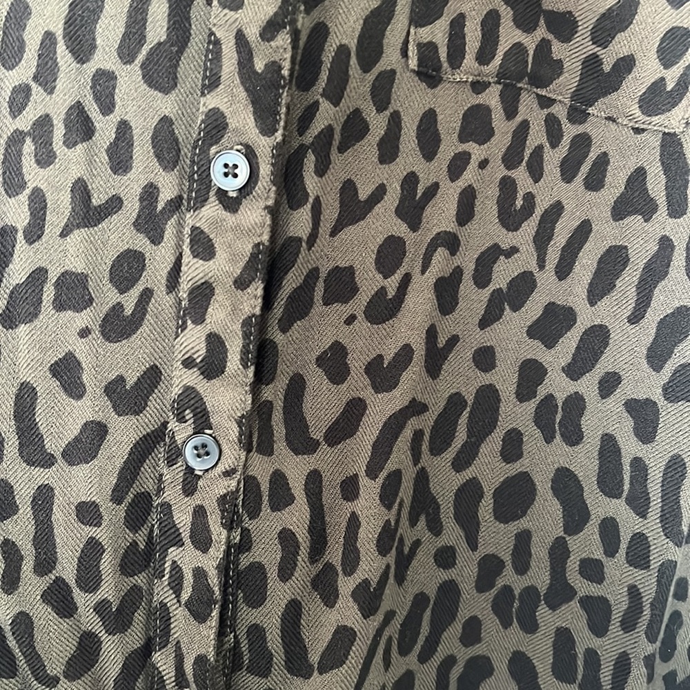 Rails Button Up Blouse Dark Green Leopard Print S… - image 3